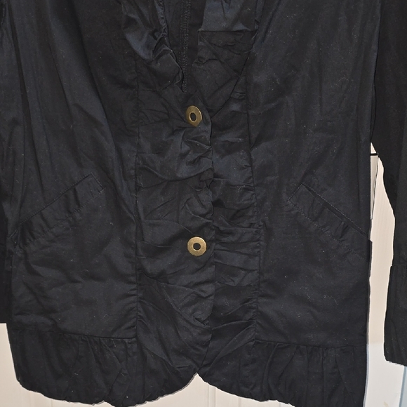 Black Ruffled Women's Jacket - Picture 6 of 13